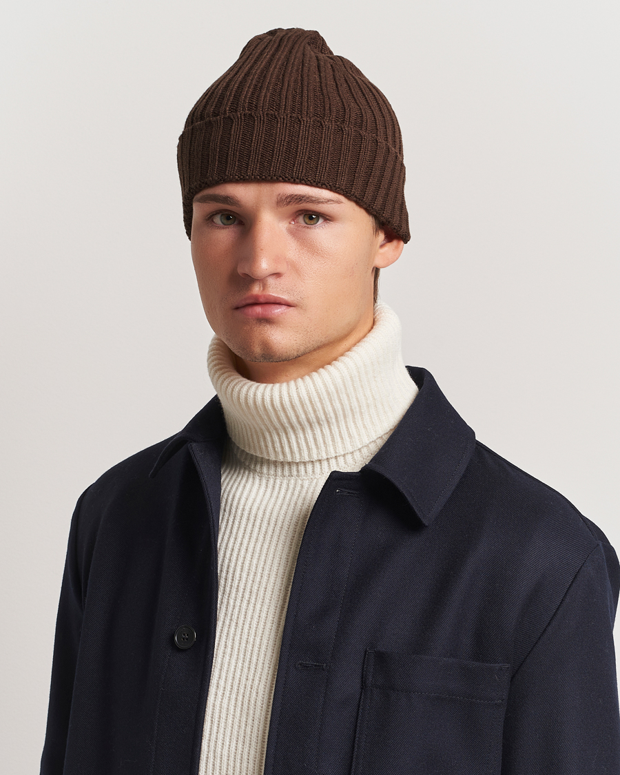 Mies |  | Stenströms | Ribbed Cotton/Cashmere Hat Brown