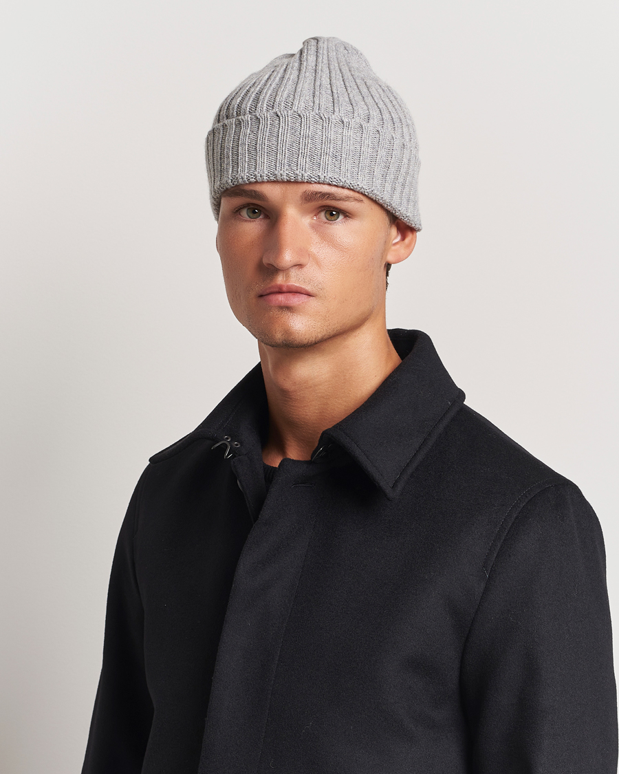 Mies | Pipot | Stenströms | Ribbed Cotton/Cashmere Hat Grey