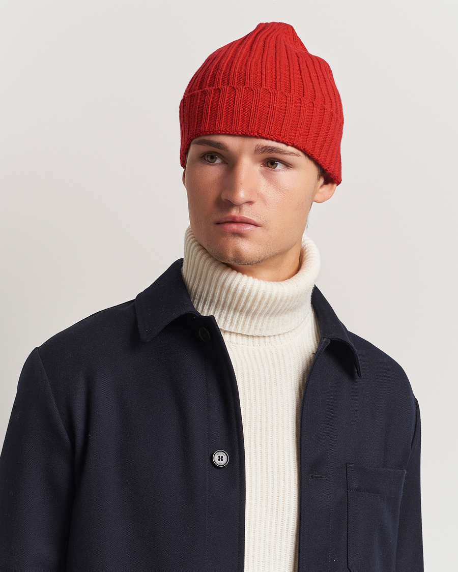 Mies |  | Stenströms | Ribbed Cotton/Cashmere Hat Red