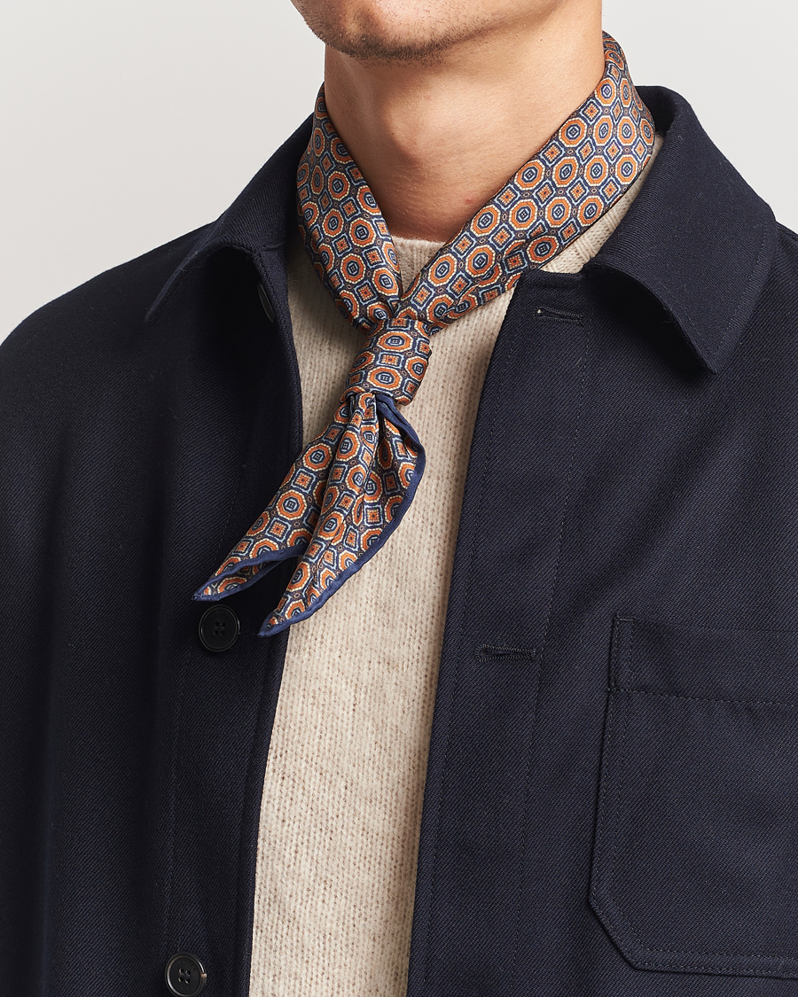 Mies |  | Stenströms | Silk Printed Scarf Navy