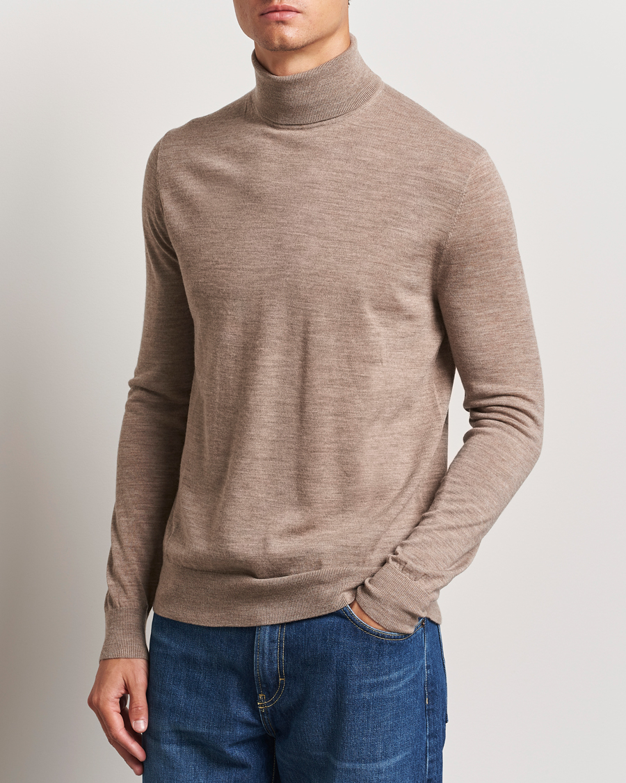 Mies |  | Tiger of Sweden | Nevile Extra Fine Merino Polo Beige Melange