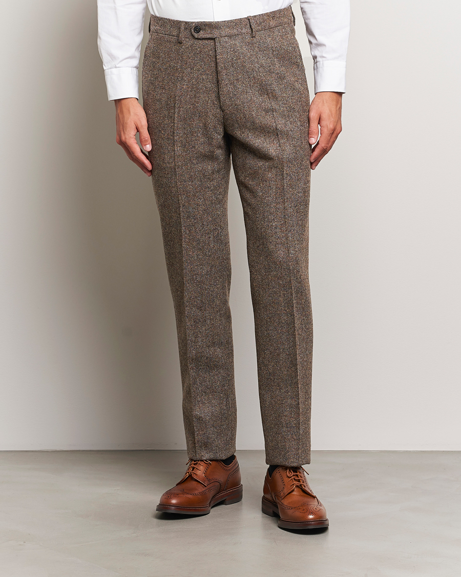 Mies |  | Walker Slater | Edward Wool Donegal Trousers Brown