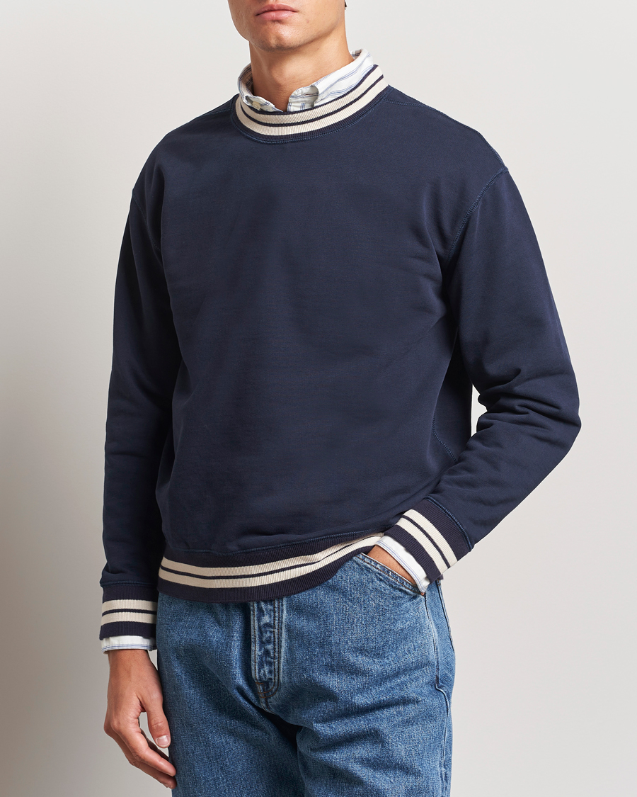 Mies |  | Drake\'s | Striped Rib Sweatshirt Navy