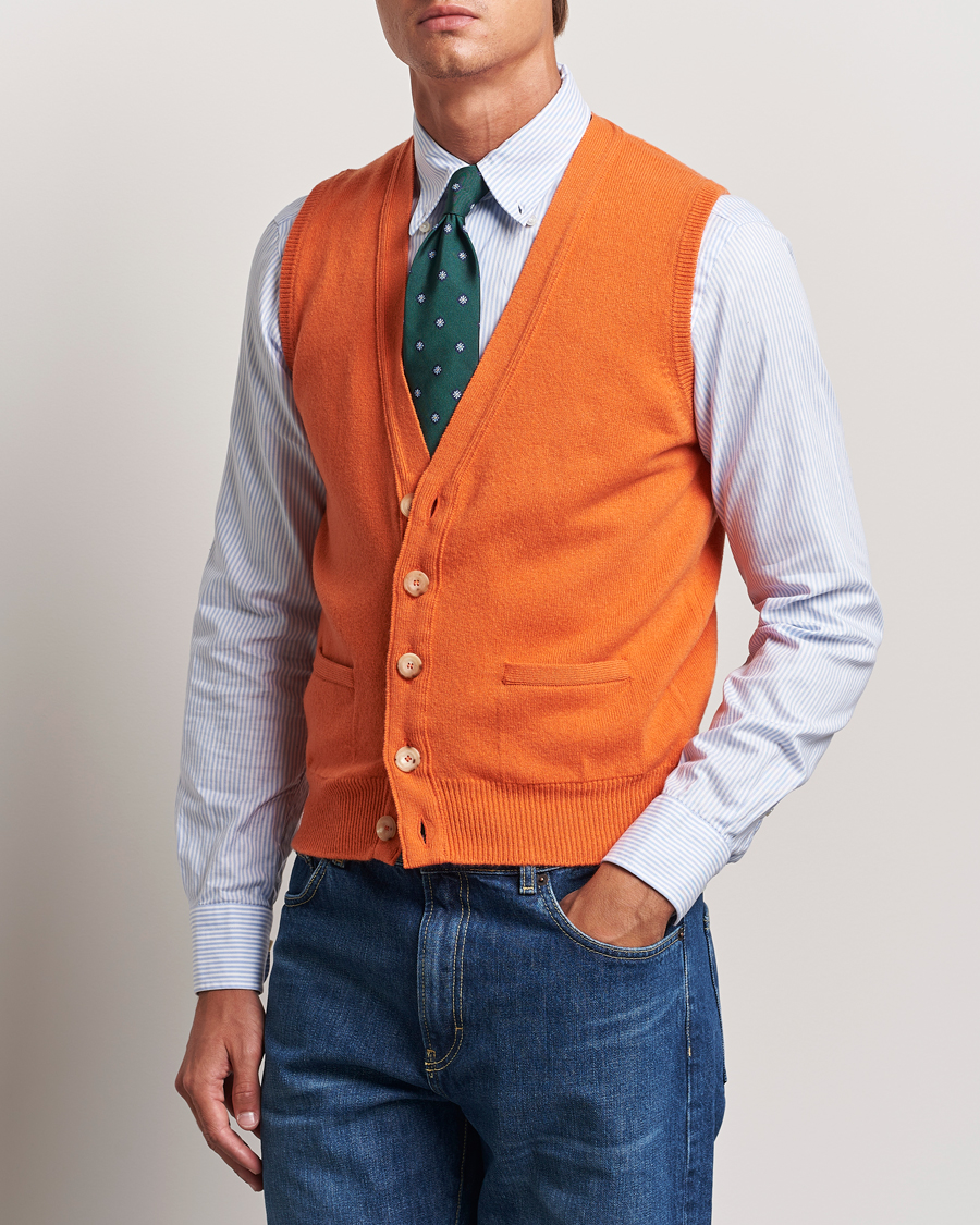 Mies |  | Drake\'s | Lambswool Vest Cardigan Orange