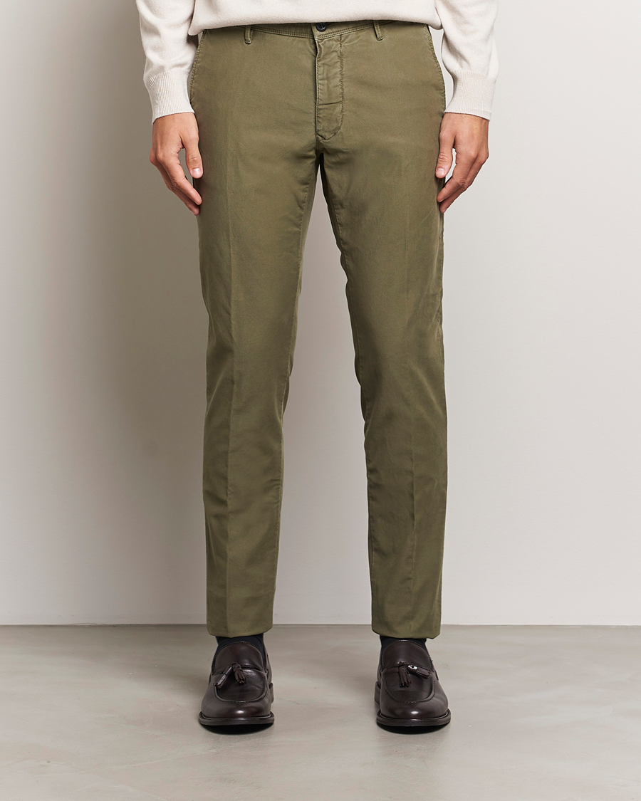 Mies |  | Incotex | Slim Fit Garment Dyed Slacks Dark Green