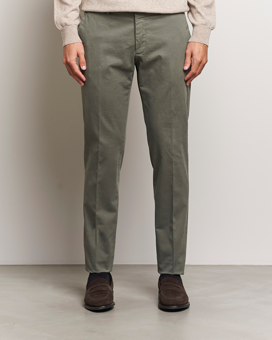 Mies |  | Incotex | Slim Fit Cotton Stretch Chinos Dark Green