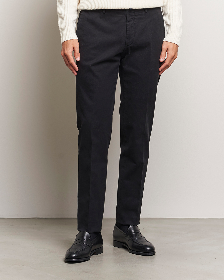 Mies |  | Incotex | Slim Fit Cotton Stretch Chinos Black