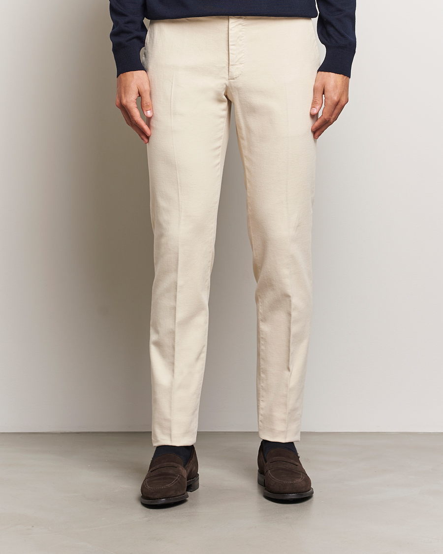 Mies |  | Incotex | Slim Fit Luxury Moleskine Trousers Off White