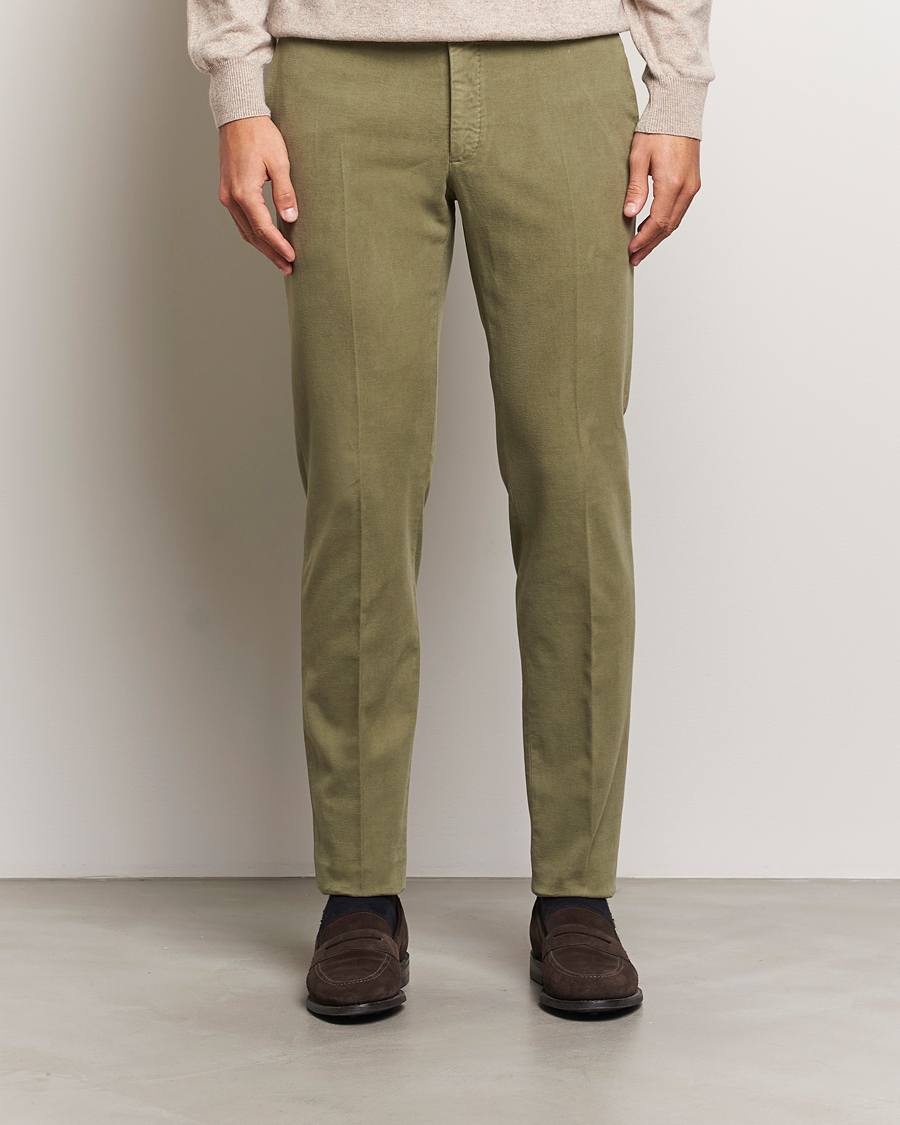 Mies |  | Incotex | Slim Fit Luxury Moleskine Trousers Sage