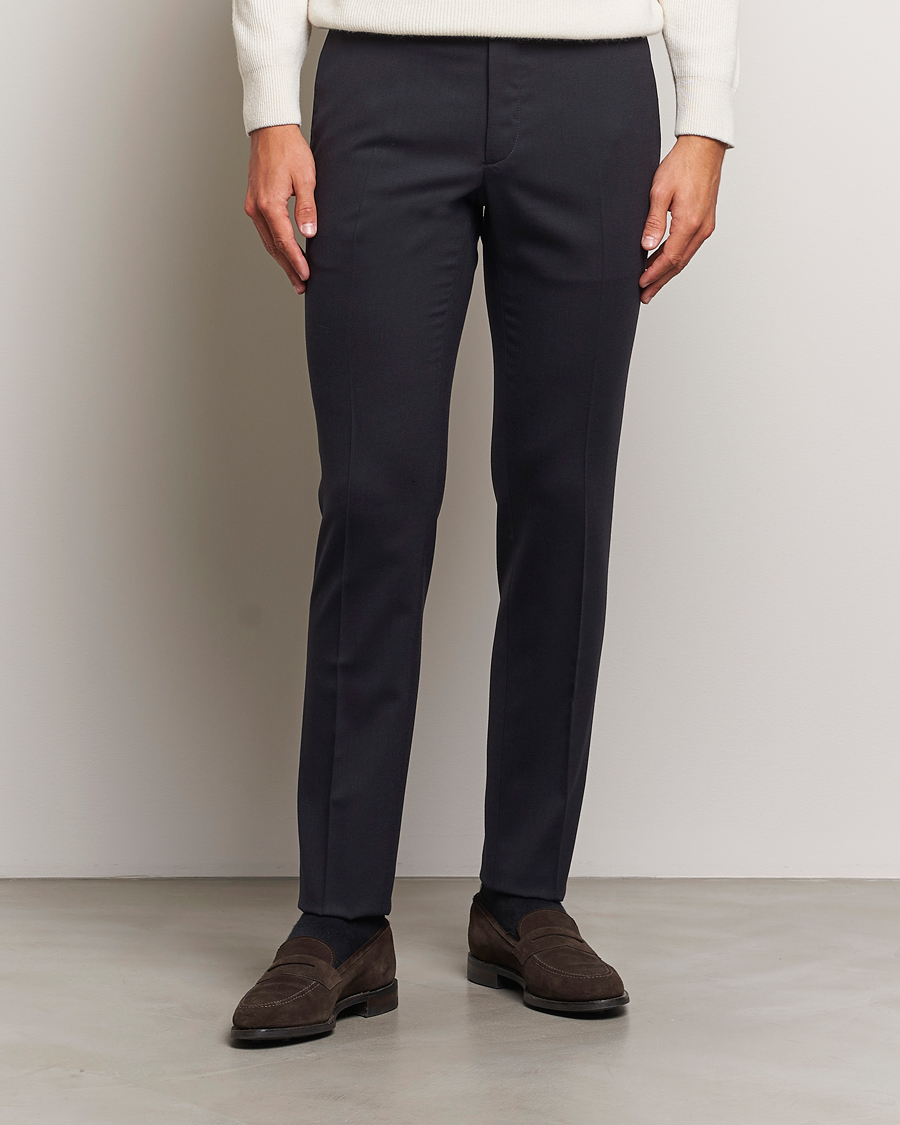 Mies | Slowear | Incotex | Silm Fit Washable Flannel Trousers Navy