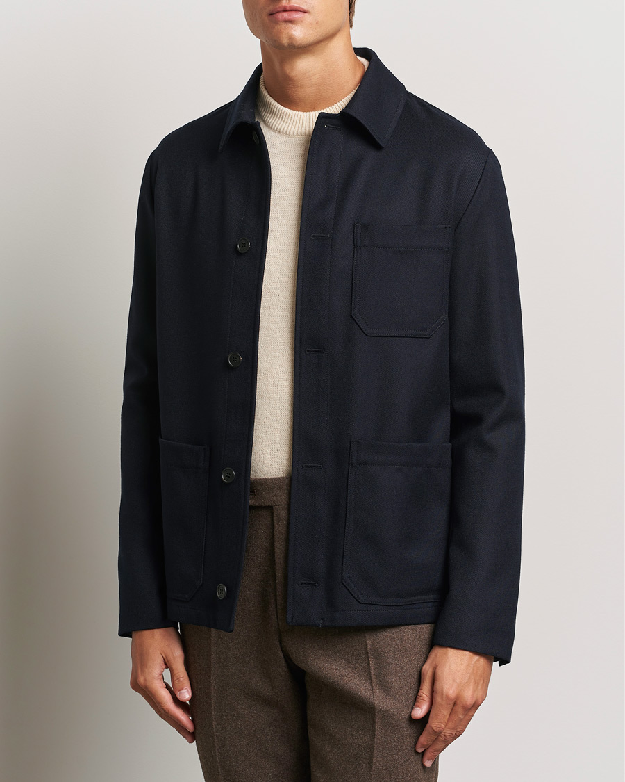 Mies | Muodolliset takit | Incotex | Wool Cover Shirt Jacket Navy