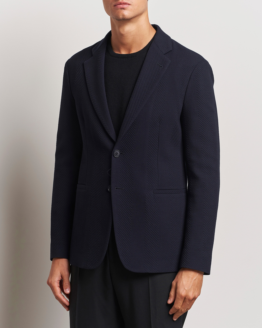 Mies |  | Giorgio Armani | Chevron Wool Stretch Blazer Navy