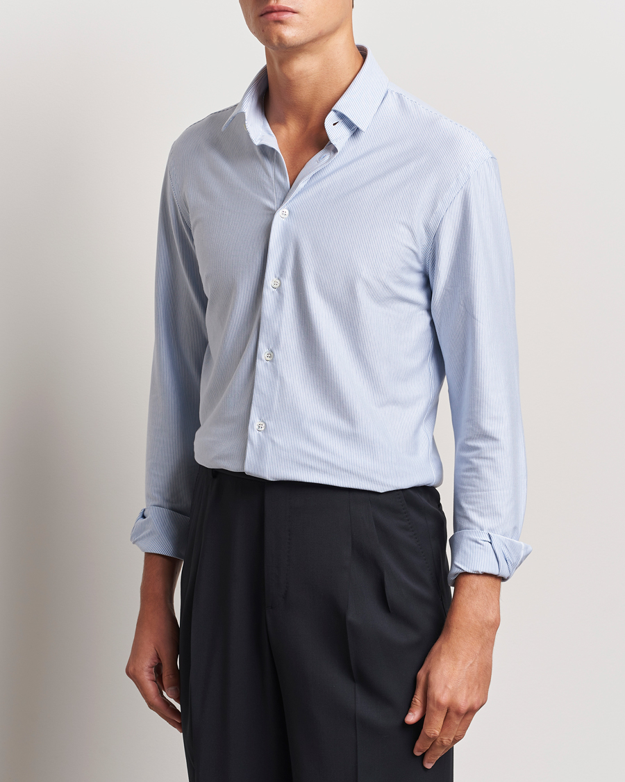 Mies |  | Giorgio Armani | Jersey Stretch Shirt Light Blue Stripe