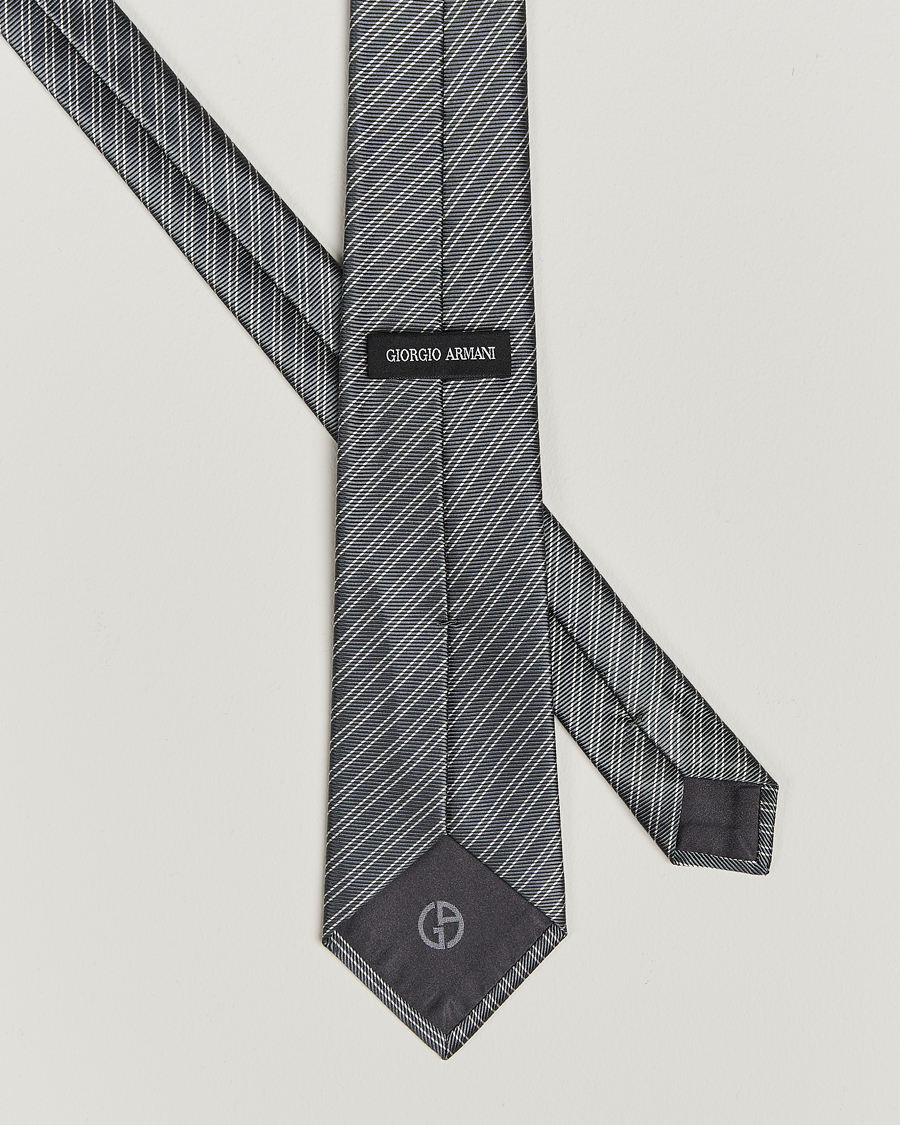 Mies |  | Giorgio Armani | Striped Silk Tie Steel Grey