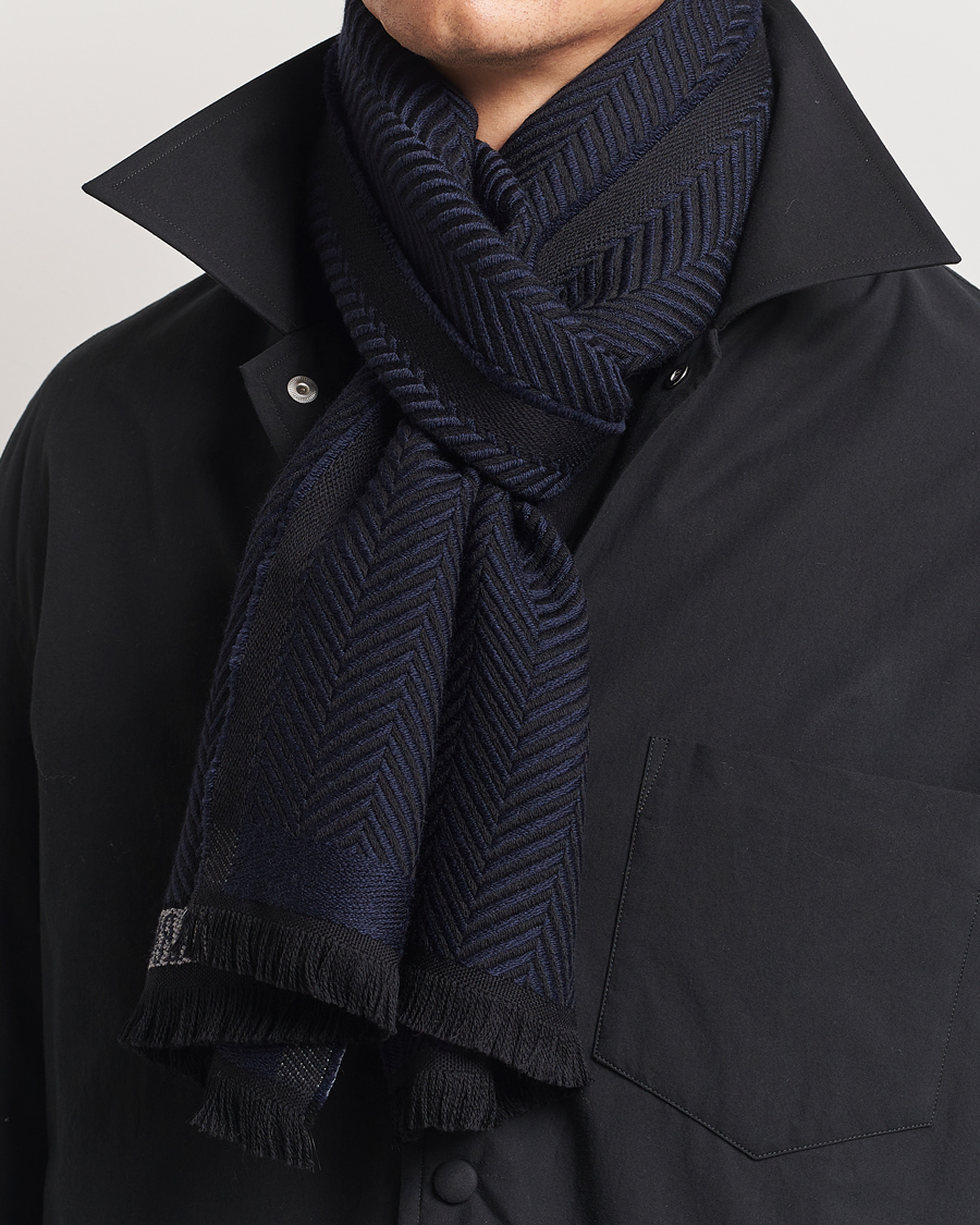 Mies |  | Giorgio Armani | Wool Chevron Scarf Navy