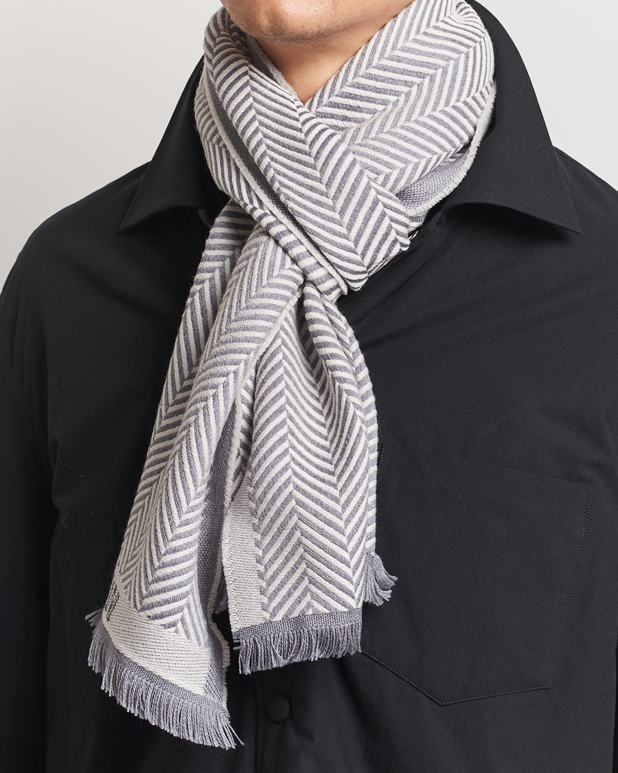 Mies |  | Giorgio Armani | Wool Chevron Scarf Light Grey