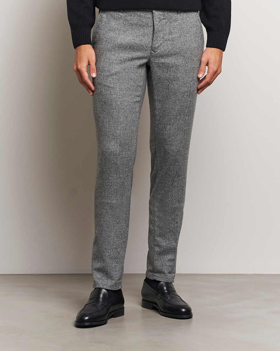 Mies |  | Incotex | Slim Fit Washed Wool Stretch Slacks Light Grey