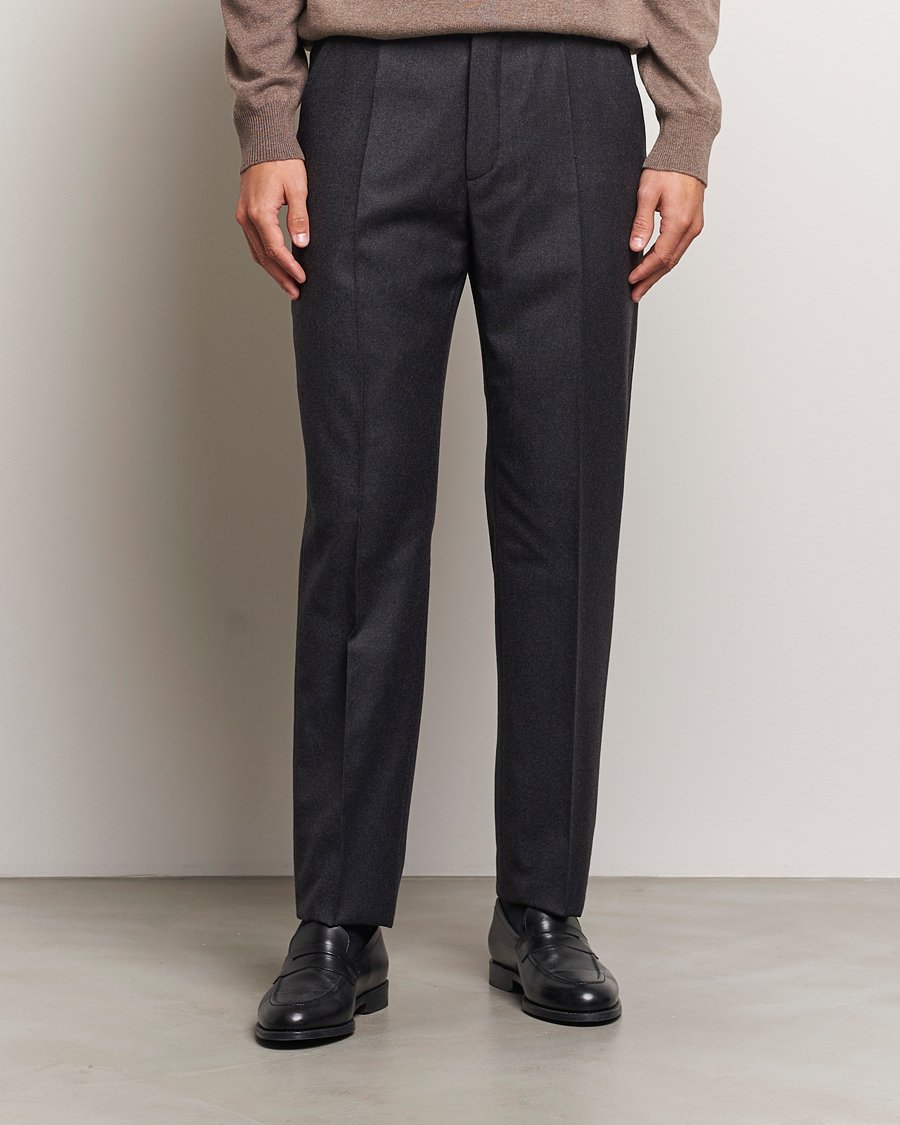 Mies |  | Incotex | Regular Fit Flannel Trousers Charcoal