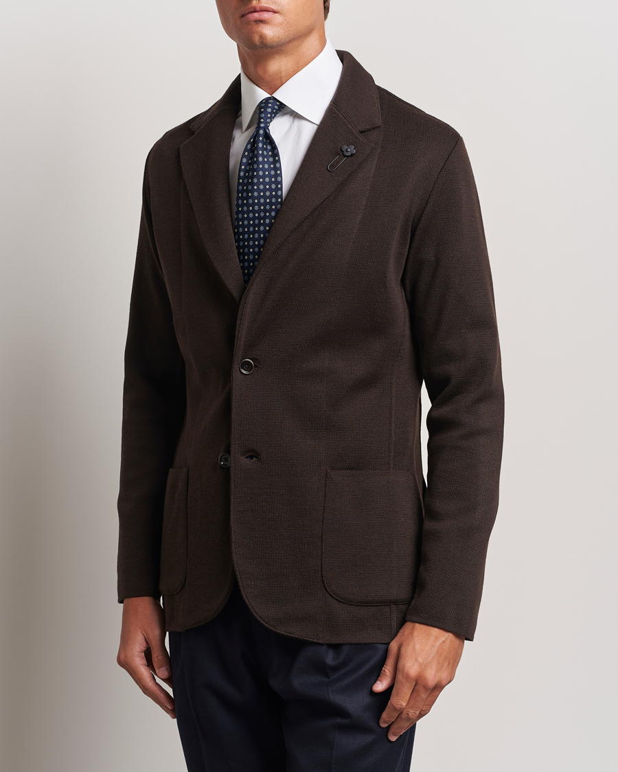 Mies | Vaatteet | Lardini | Knitted Wool Blazer Brown