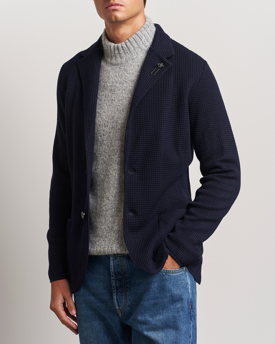 Mies | Uudet tuotekuvat | Lardini | Knitted Structure Wool Blazer Navy