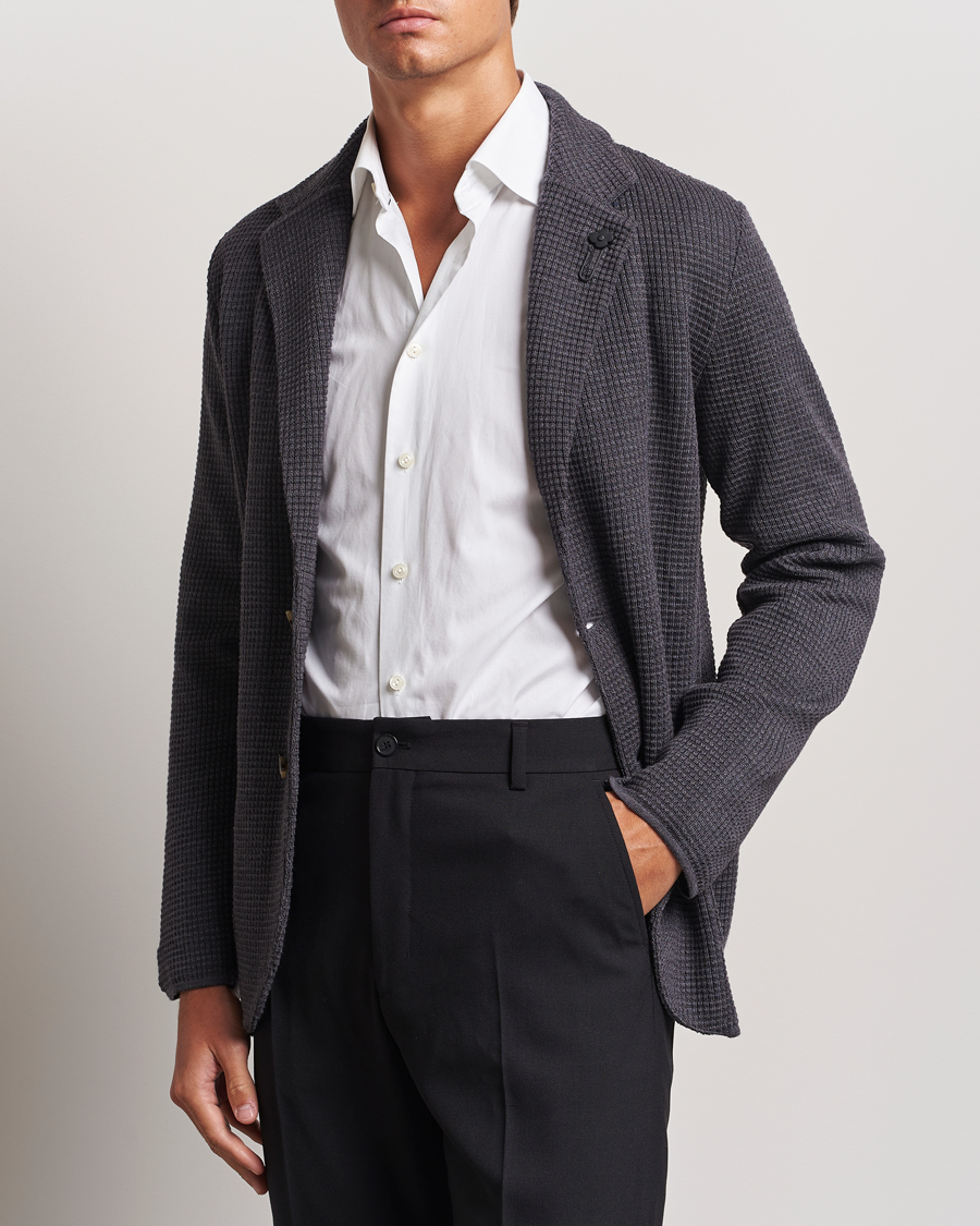 Mies | Pikkutakit | Lardini | Knitted Structure Wool Blazer Dark Grey