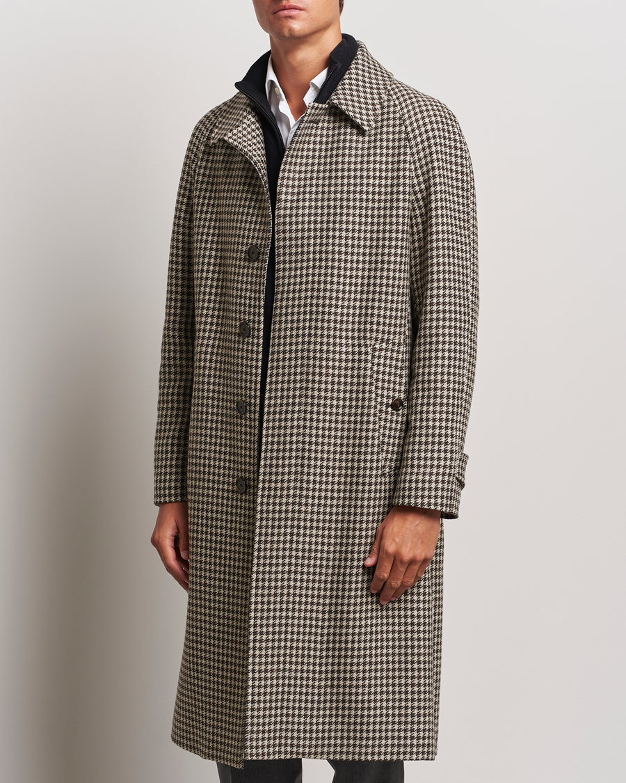 Mies | Vaatteet | Lardini | Houndstooth Wool/Cashmere Coat Brown