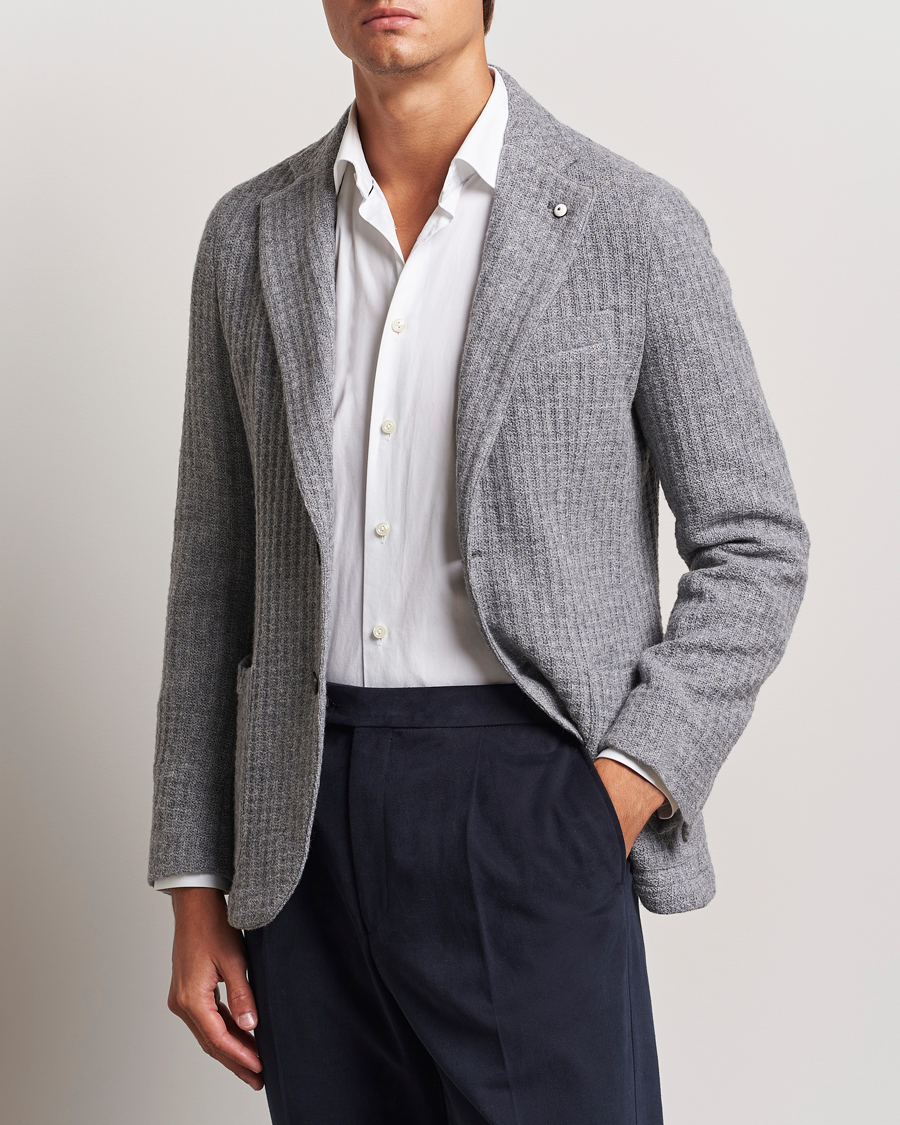 Mies |  | L.B.M. 1911 | Knitted Punto Wool Structure Blazer Grey