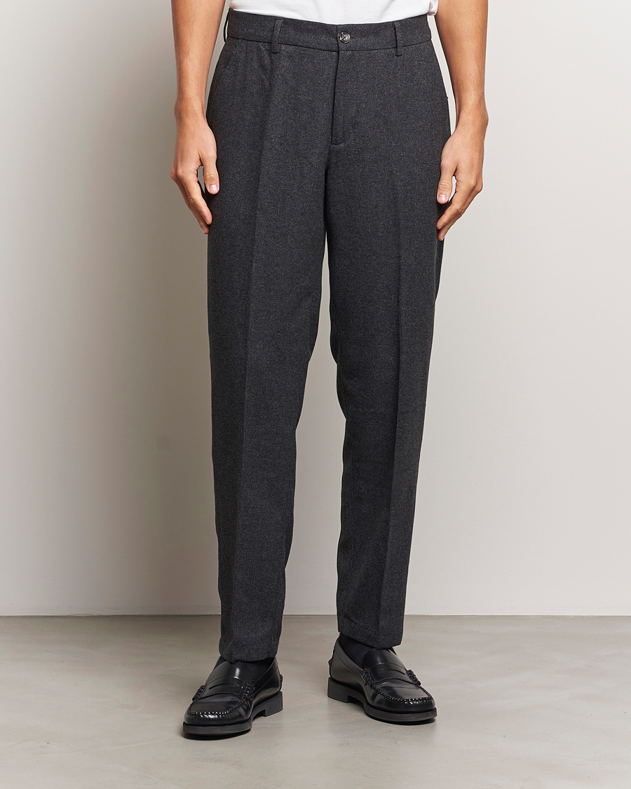 Mies |  | LES DEUX | Como Reg Wool Pants Charcoal Melange