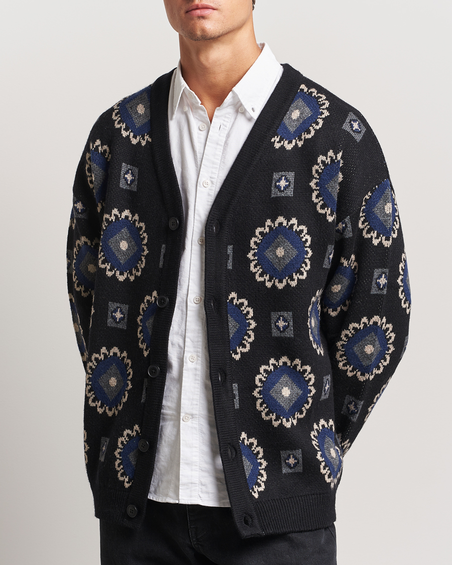 Mies |  | LES DEUX | Aro Paisley Cardigan Black/Blueprint