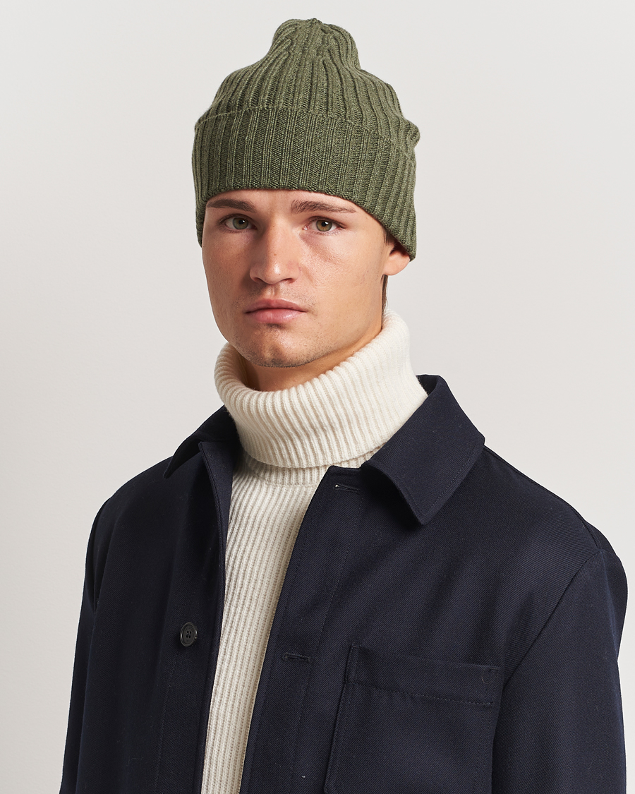 Mies |  | Piacenza Cashmere | Ribbed Cashmere Beanie Olive