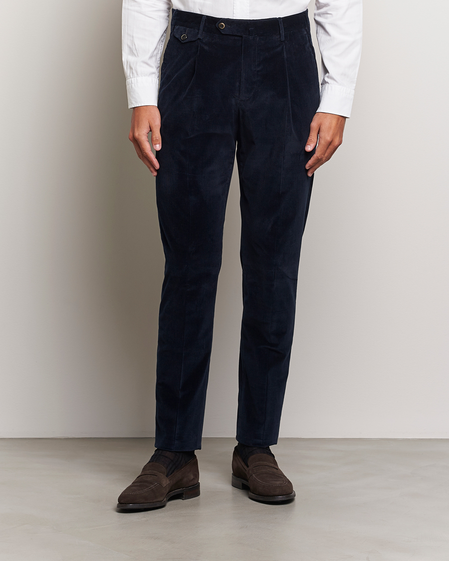 Mies |  | PT01 | Slim Fit Corduroy Trousers Navy