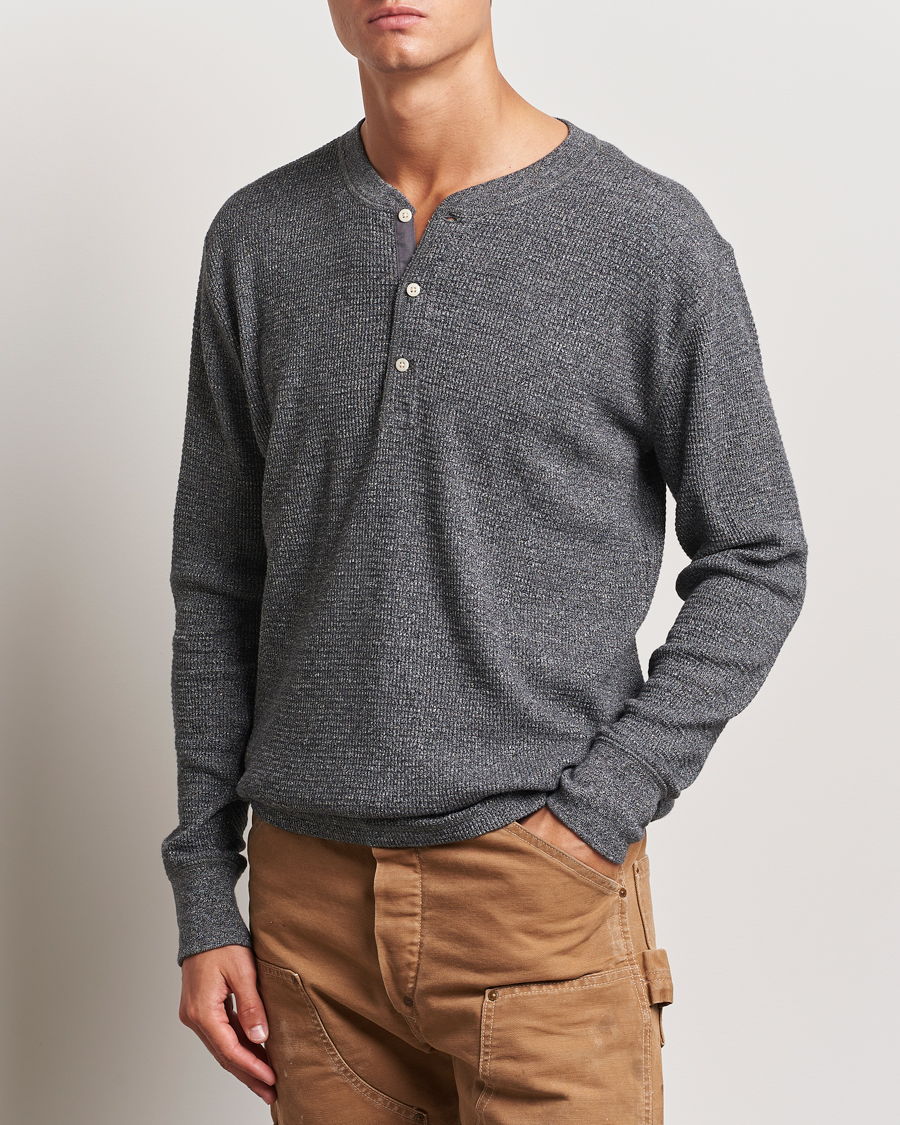 Mies |  | RRL | Long Sleeve Henley Charcoal Heather