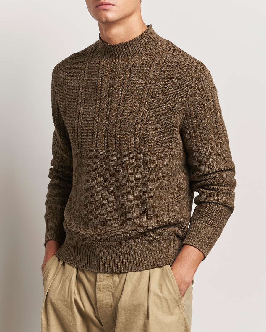 Mies |  | RRL | Mock Neck Pullover Olive Heather