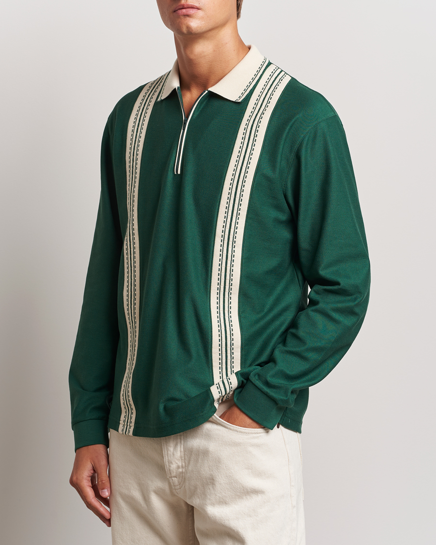 Mies |  | Palmes | Rio Long Sleeve Zip Polo Dark Green