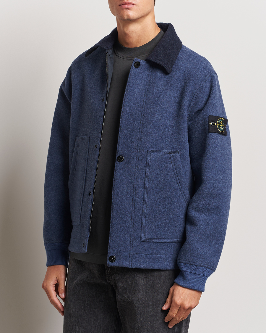 Mies |  | Stone Island | Panno Speciale Wool Nylon Jacket Royal Blue