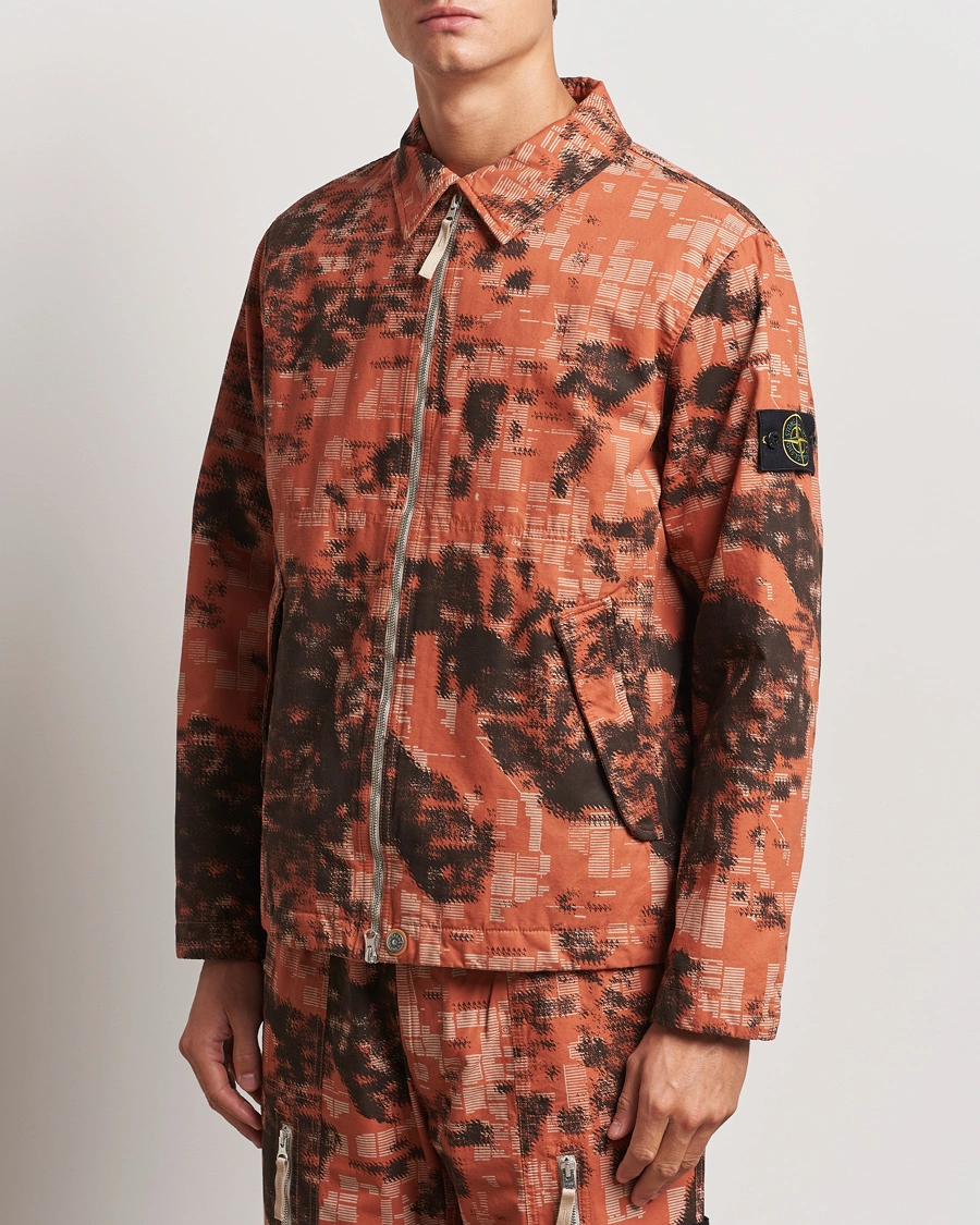 Mies |  | Stone Island | David Light TC Garment Dyed Camo Jacket Orange