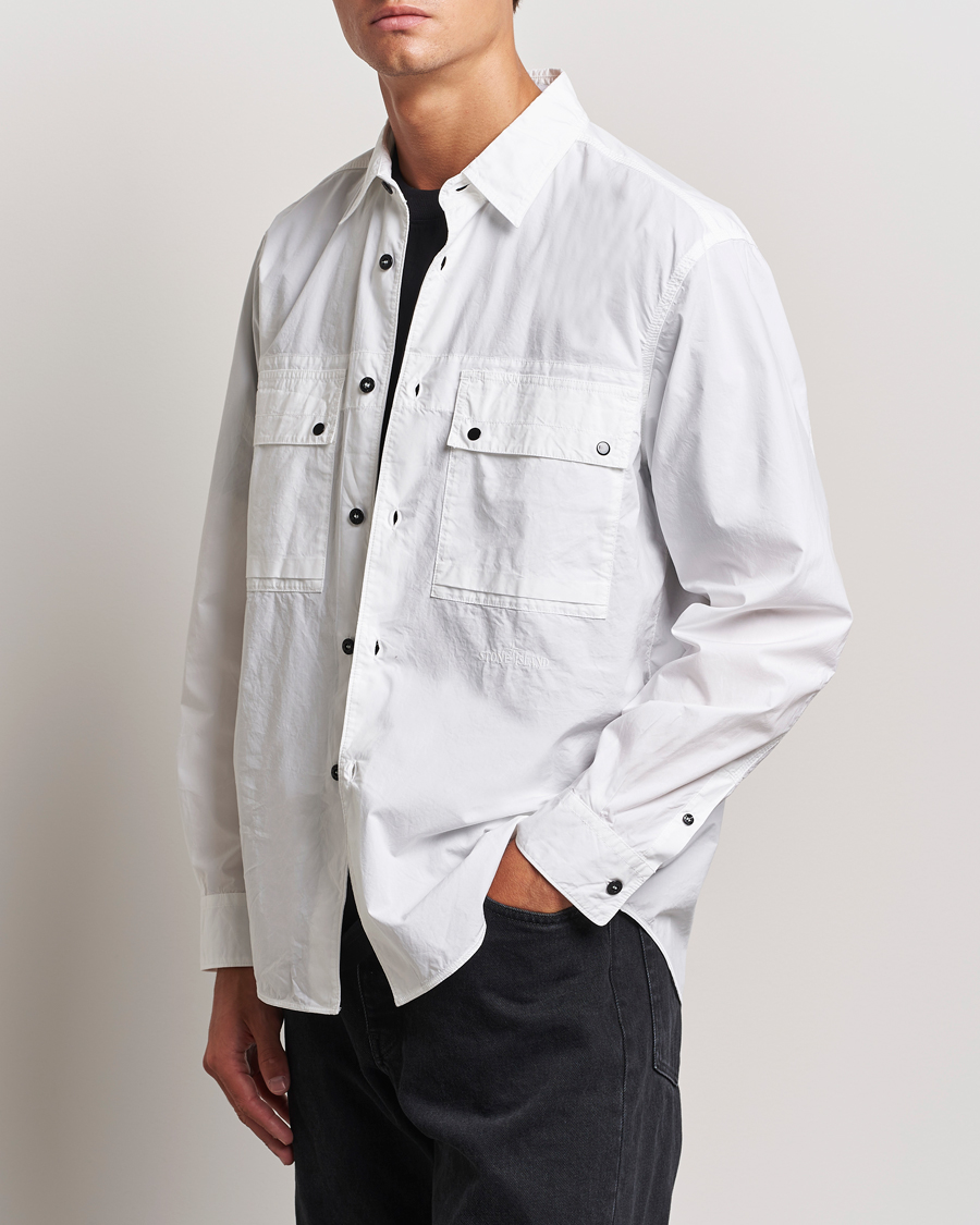 Mies |  | Stone Island | Garment Dyed Cotton Canvas Overshirt White