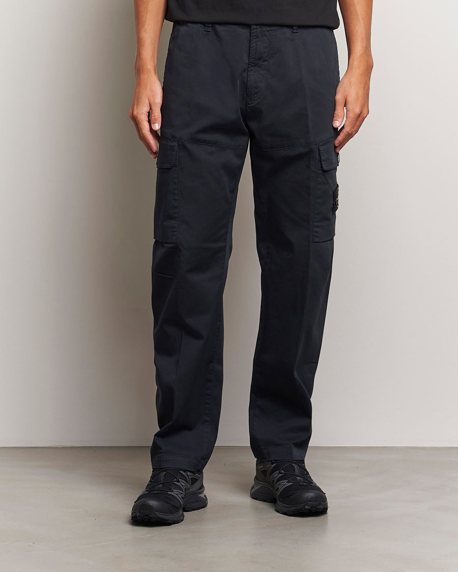 Mies |  | Stone Island | Cotton Satin Cargo Pants Navy Blue