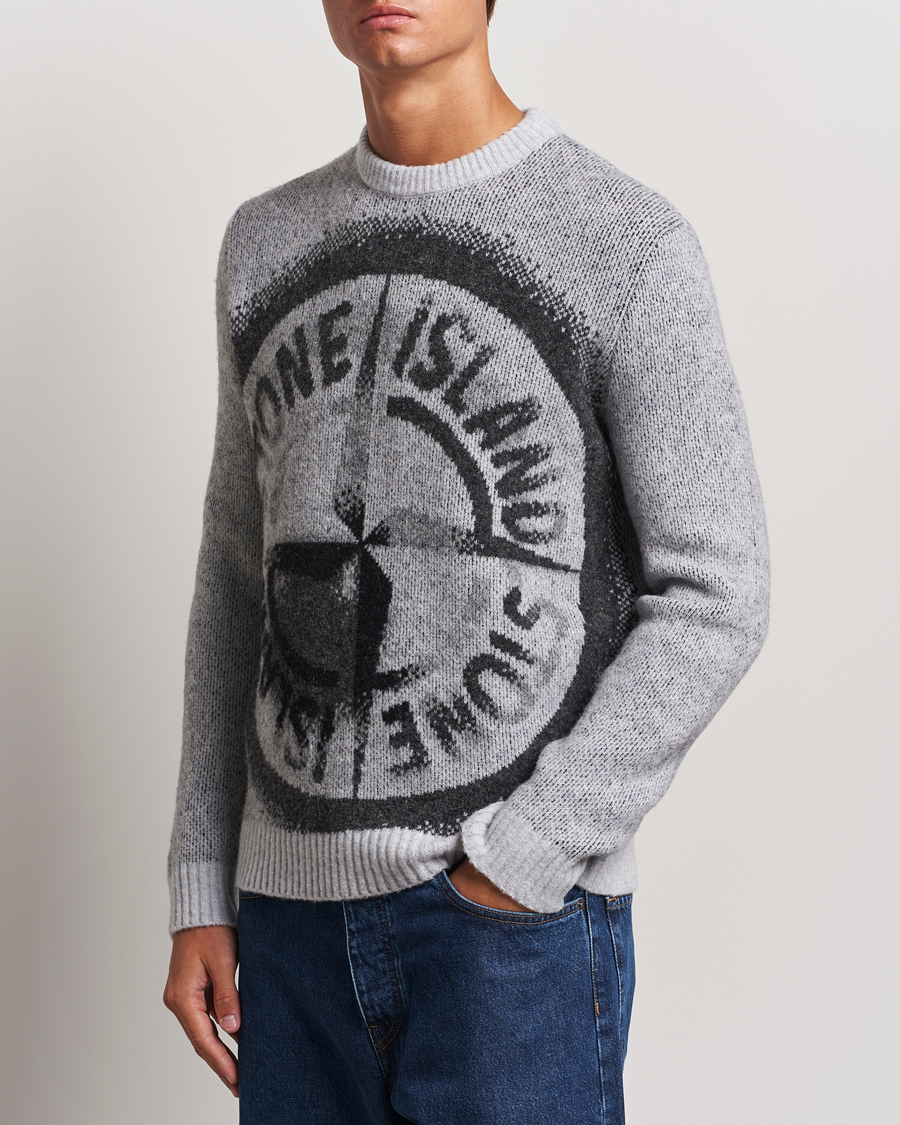 Mies |  | Stone Island | Jaquard Knitted Wool Crew Neck Grey