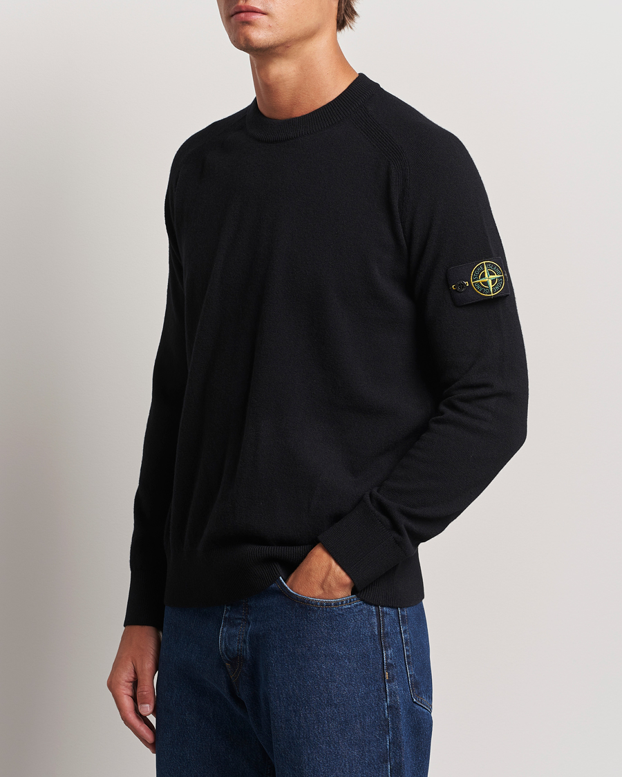 Mies |  | Stone Island | Cardigan Knit Geelong Wool Crew Neck Black