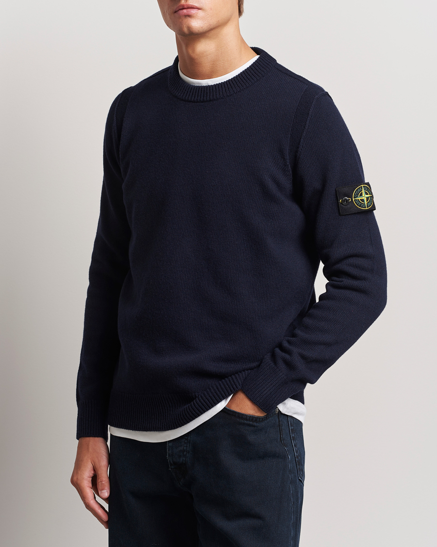 Mies |  | Stone Island | Knitted Lambwool Sweater Navy Blue