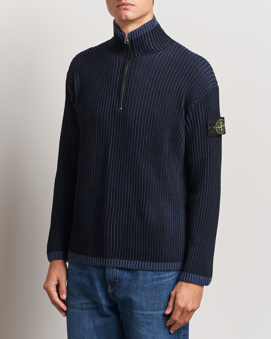 Mies | Half-zip | Stone Island | Full Rib Wool Half Zip Navy Blue