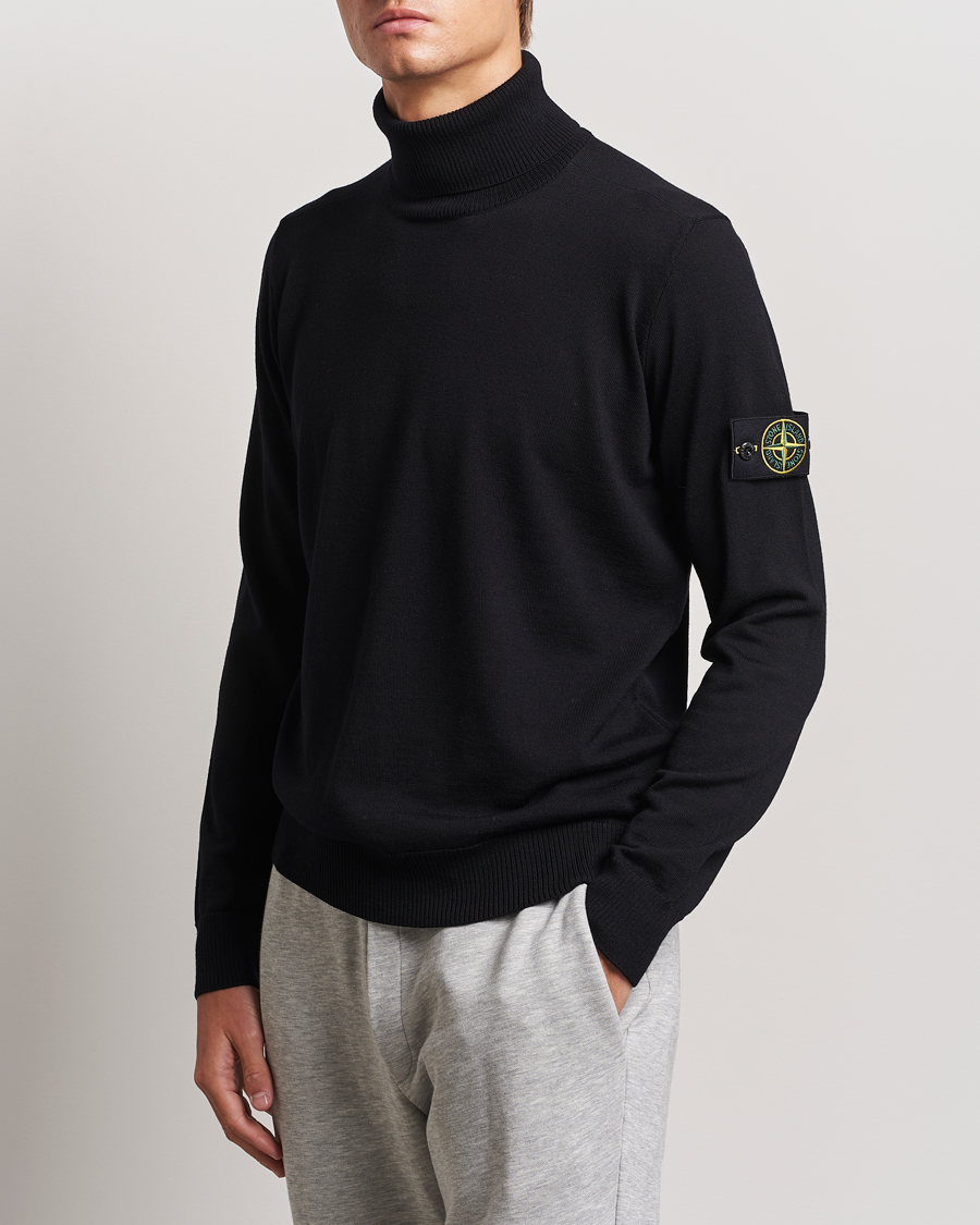 Mies |  | Stone Island | Knitted Wool Polo Black