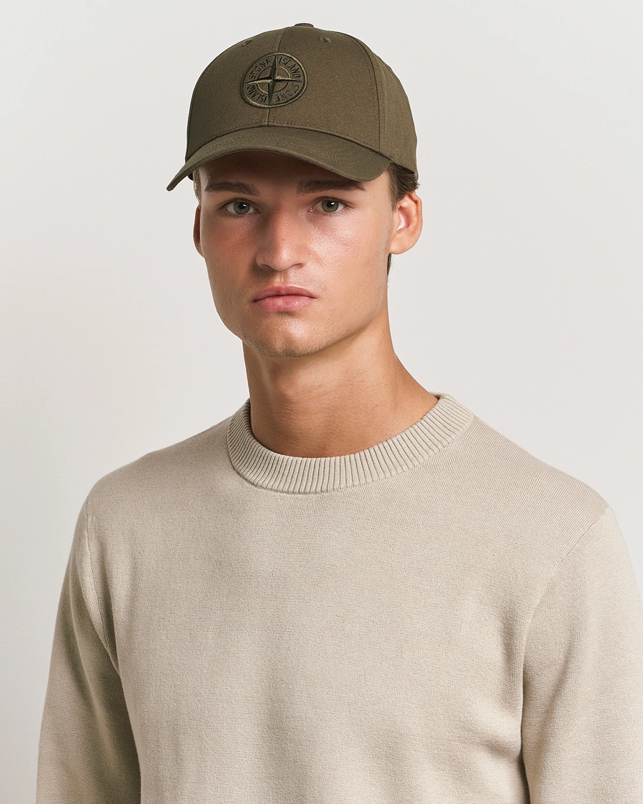 Mies |  | Stone Island | Cotton Rep Logo Cap Military Green