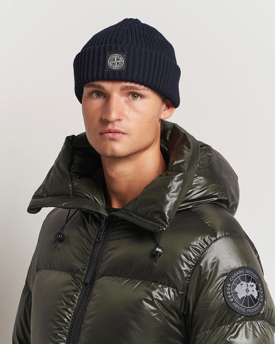 Mies |  | Stone Island | Full Rib Wool Beanie Navy Blue