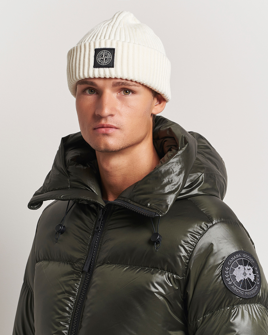 Mies | Pipot | Stone Island | Full Rib Wool Beanie Natural