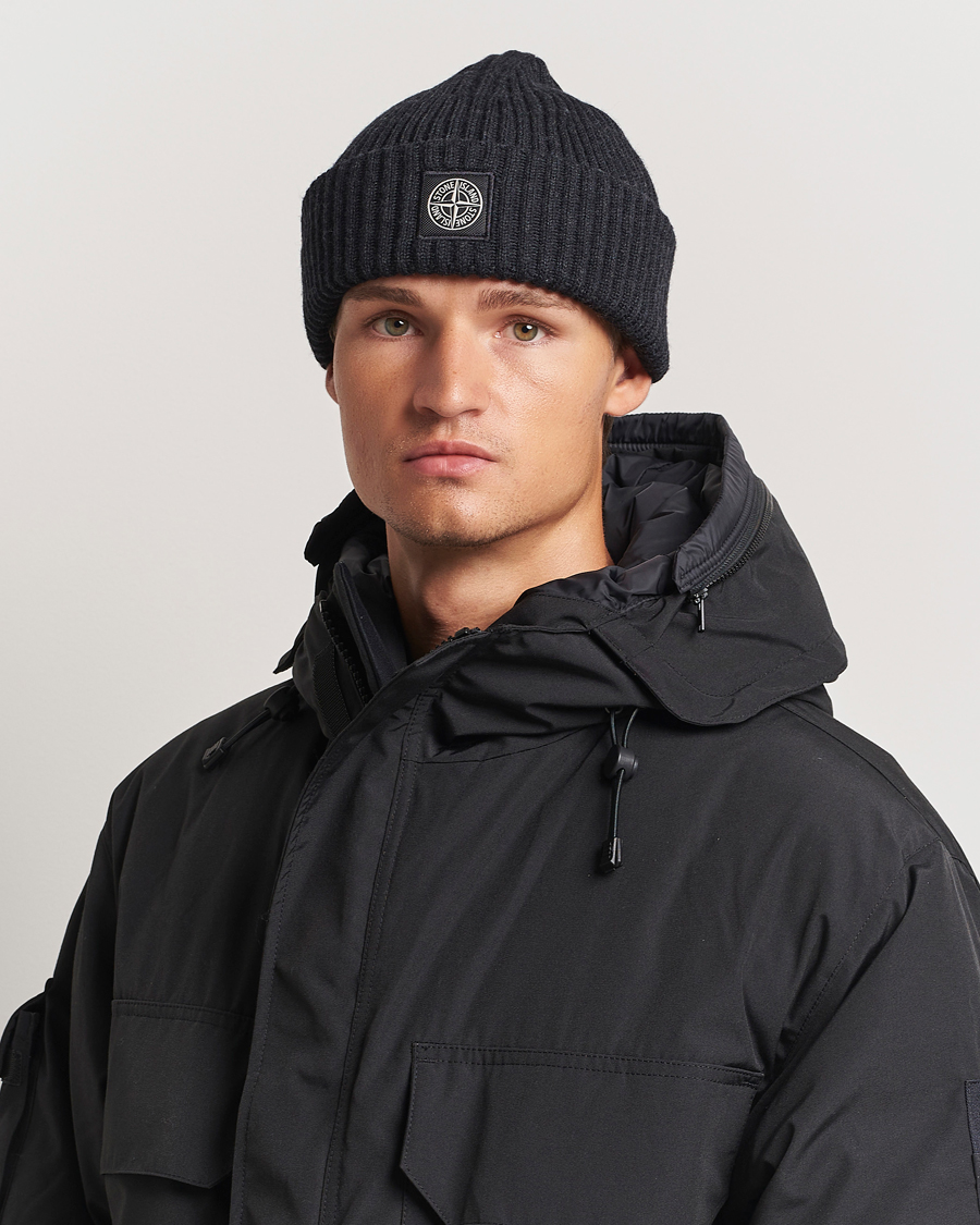 Mies |  | Stone Island | Full Rib Wool Beanie Melange Charcoal