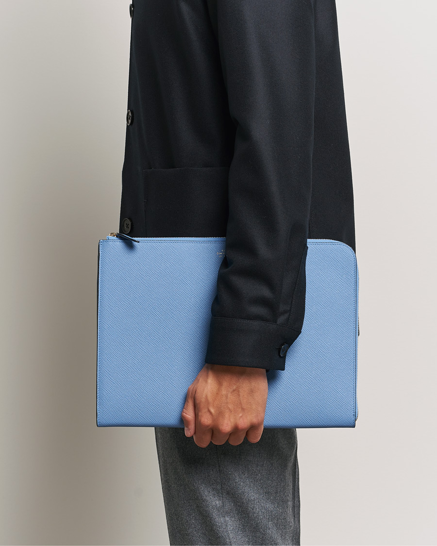 Mies |  | Smythson | Panama Small Laptop Case Nile Blue