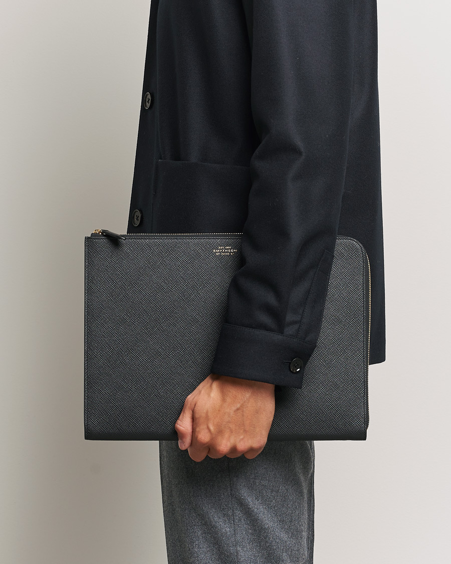 Mies |  | Smythson | Panama Small Laptop Case Black