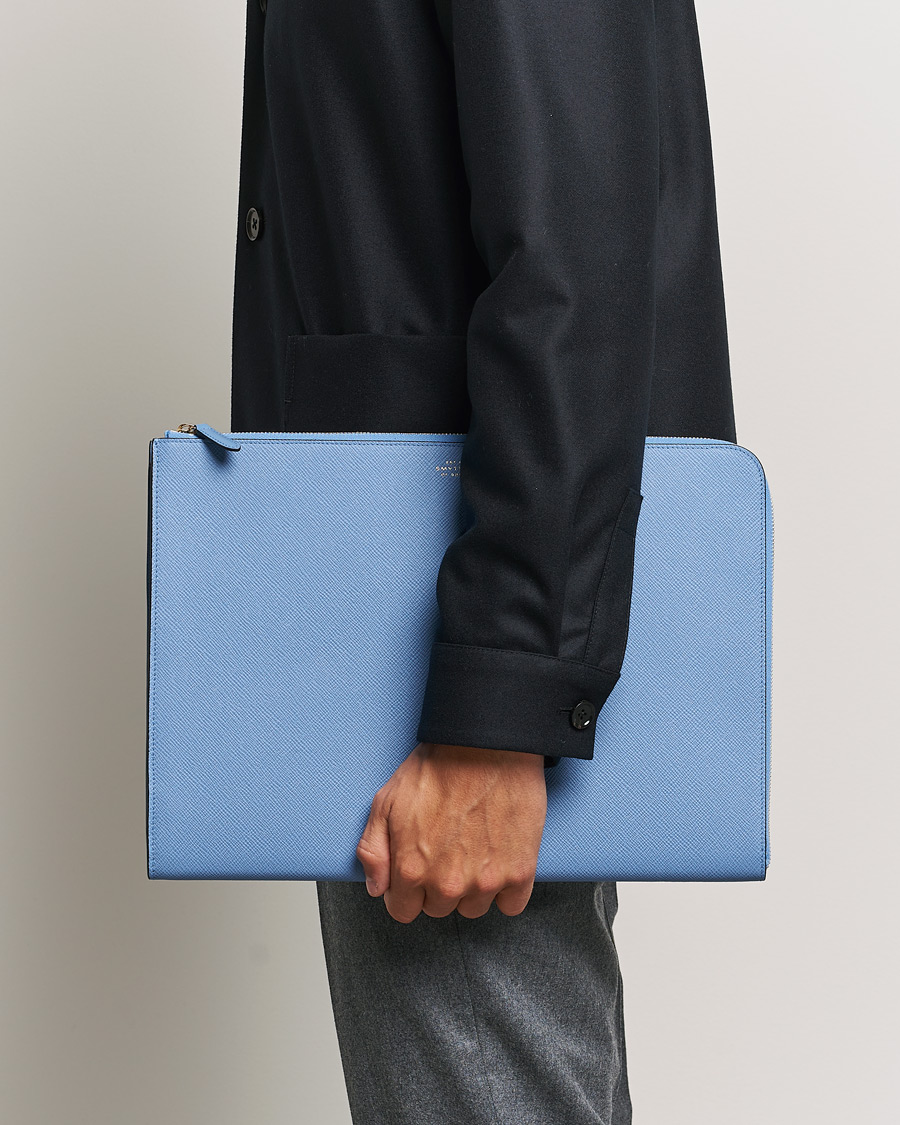 Mies |  | Smythson | Panama Large Laptop Case Nile Blue